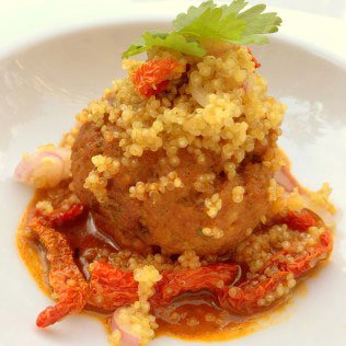 Elan-Desi-meat-balls-with-quinoa-home-dried-tomato-salsa